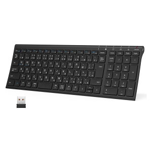 iClever �L�[�{�[�h���C�����X�L�[�{�[�h JIS� ���{��z�� �����^ �e���L�[�t�� ���� 2.4G �L�[�{�[�h USB�[�d�� �t���T�C�Y�A���~������ �p�\�R��PC�p Windows�Ή� Mac�Ή� ���{������� �u���b