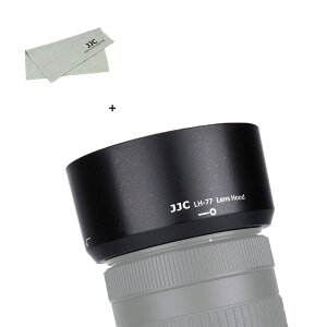JJC HB-77 �t�� �����Y�t�[�h Nikon AF-P DX NIKKOR 70-300mm F4.5-6.3G ED & AF-P DX NIKKOR 70-300mm F4.5-6.3G ED VR �����Y �p HB-77 �݊� �U58mm�ی�t�B���^�[ �� �����Y�L���b�v �C���X�g�[���\