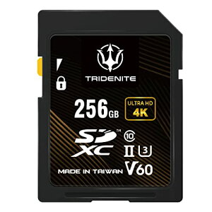 TRIDENITE 256GB SDJ[h ǎő 245MB/s, UHS-II U3 V60 4K UHD, PROFESSIONAL GRADE SDXC [J[h 
