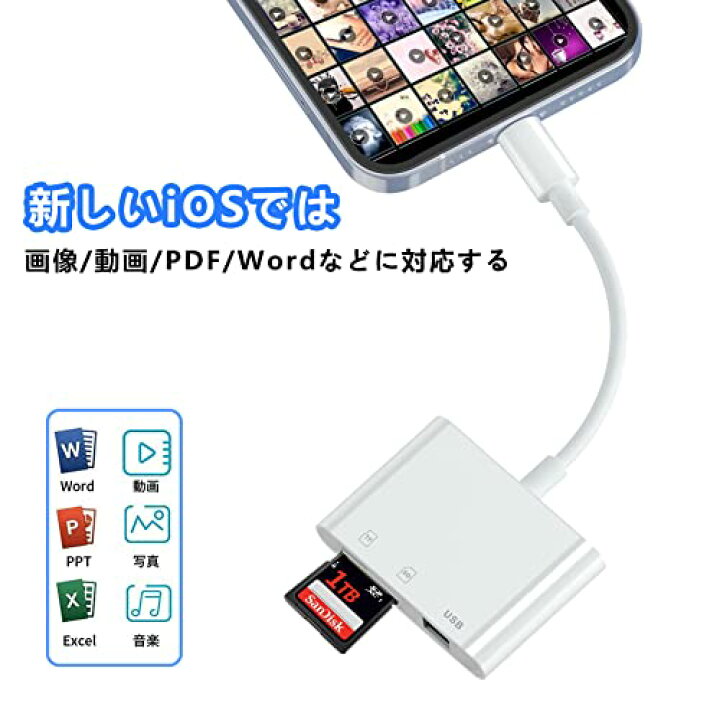 2021新春福袋】 iPhone SDカードリーダー Apple MFi認証品 in SDカードカメラリーダー SD TF USBカメラアダプタ 高速データ転送 変換アダプタ 写真 ビデオ キーボード 資料 双方向データ送信 iPad IOS対応 iPhone iPad 用 SDカード カメラリーダー データ転送 Apple