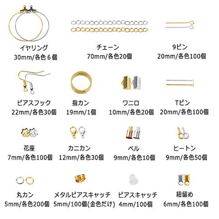 楽天市場】Sitengle アクセサリーパーツ ピアスパーツ 15種類 2色 約