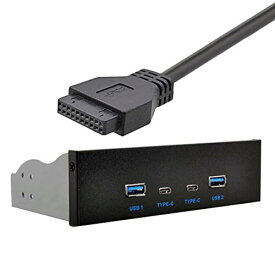 Xiwai USB-C & USB 3.0 HUB 4ポート フロントパネルからマザーボードへ 20ピン コネクタケーブル 5.25インチCD-ROMベイ用
