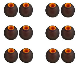 A-Focus イヤーピース WF‐1000xm4／WF‐1000xm3／WF‐C500 JBL T110BT，JBL T290，JBL T210，Estavel，Amendo，NEWSTYLE，PZX等口径ダイヤ約4.0のイヤホンに対応 ハイブリッドイヤーピース イヤーチップ 6ペア12個セット Black-Orange Sサイズ