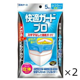 快適ガードプロ 立体タイプ ふつうサイズ 5枚入 2個セット 白元アース 全国一律送料無料