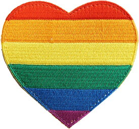 ワッペン屋Dongri LGBT支援 レインボーフラッグ ハート型 全面刺繍 マジックテープ式 ベルクロ ワッペン パッチ サバゲー ミリタリー A0615
