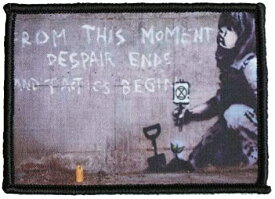 ワッペン屋Dongri バンクシー banksy グラフィティー クロス転写式 マジックテープ式 ベルクロ ワッペン パッチ サバゲー ミリタリー A0503