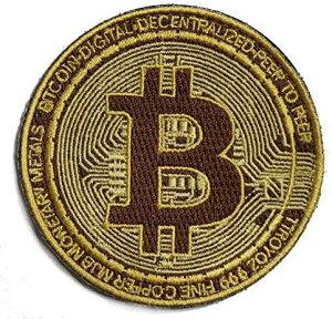 ワッペン屋Dongri ビットコイン モチーフ 仮想通貨 全面刺繍 マジックテープ式 ベルクロ ワッペン パッチ サバゲー ミリタリー A0243