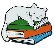 ピンバッジ 猫 読書 バタフライクラッチ バッジ ラペルピン ブローチ スーツ 可愛い 胸元 面白 グッズ 雑…