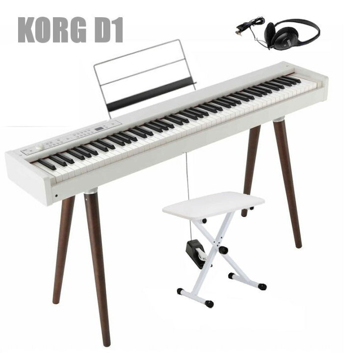 楽天市場】KORG D1 WH 専用木製スタンド ST-WL 椅子 ヘッドホン セット 