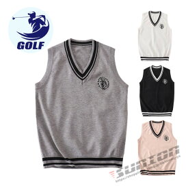【すぐ使える超お得クーポン4％＆5％＆6％】ゴルフウェア レディース ベスト ゴルフベスト ブルゾン ケーブルニットベスト Vネック 防寒ウェア アウター かわいい おしゃれ 新作