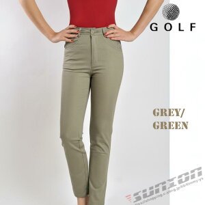 セール 早者勝 ゴルフウェア レディース ロングパンツ ゴルフ 春夏 夏用 GREY/GREEN サイズ31 ウエスト80cm ヒップ101cm 股上前29cm 股上後39cm ワタリ58cm 裾幅34cm 総丈94cm 2432