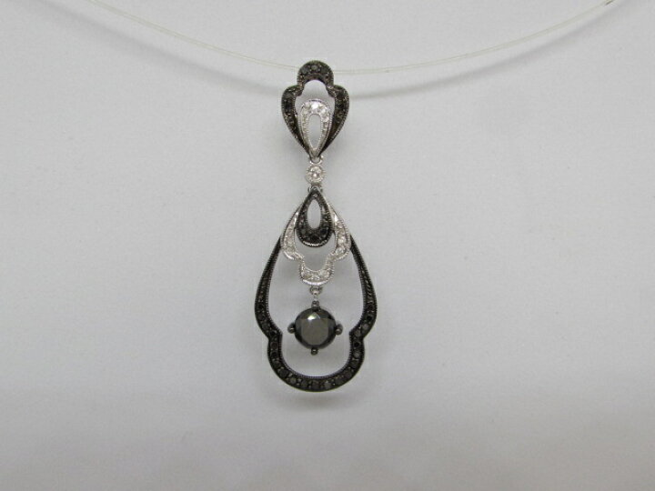 楽天市場】K18 ダイヤ入りデザインペンダントトップ ブラックダイヤ  