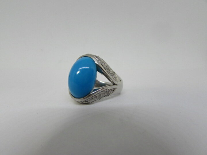 楽天市場】Pt900 天然トルコ石（ターコイズ）、ダイヤ入りリング【中古  