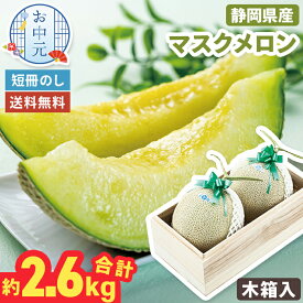 お中元 マスクメロン 静岡県産 木箱入り 2玉 約2.6kg 【メーカー直送】（出荷期間:7月上旬～） フルーツギフト メロン お中元ギフト 高級 めろん 静岡 贈答用 果物ギフト 国産 果物 フルーツ 産直 御中元 御供 贈答用 贈り物 送料無料 夏ギフト 御供物 常温
