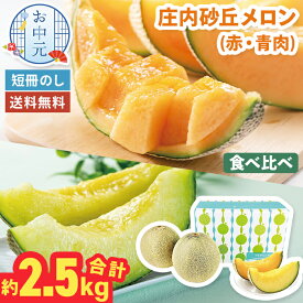お中元 庄内砂丘メロン 食べ比べ 赤肉メロン 青肉メロン 山形県産 華の会 約2.5kg 2玉 【メーカー直送】（出荷期間:7月上旬） フルーツギフト メロン 庄内メロン 贈答用 果物ギフト 国産 果物 フルーツ 産直 御中元 御供 贈答用 贈り物 送料無料 5000円 夏ギフト 御供物