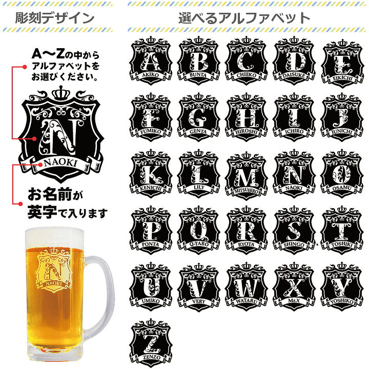 楽天市場 名入れ イニシャル彫刻 ビールジョッキ ペア グラス ジョッキ 彫刻 プレゼント ギフト 酒 お酒 贈り物 お祝い 誕生日 内祝い 結婚祝い 還暦祝い 就職祝い 退職祝い 記念品 昇進祝い 記念日 男性 女性 父 ペア 名入れギフト 贈る酒