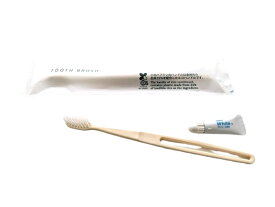 日本製　バイオマス歯ブラシ　歯磨き粉3gチューブセット　先細毛　エコホワイト　グリーン　ピンク持ち手の部分がお米35％でできています