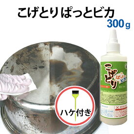 こげとりぱっとビカ 300g ハケ付き 頑固な焦げ付きがホントに落ちる 業務用 五徳 IH ガラストップ ガスコンロ 焦げ 取り オーブンレンジ 鍋 フライパン 鉄 ステンレス コゲ取り こげ 落とし コゲ 落とし コンロ 掃除