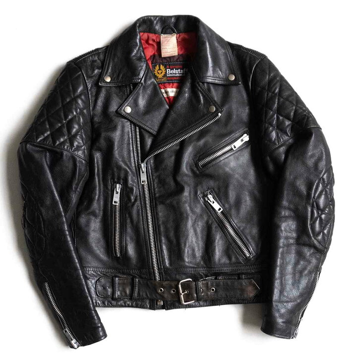 楽天市場】【70S】Belstaff【レザー パデッド ライダースジャケット 