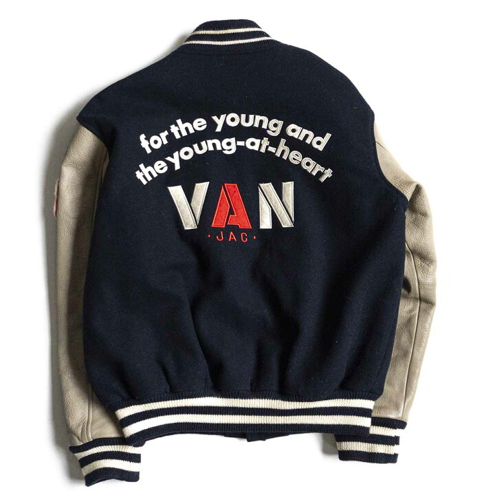 楽天市場】【美品】VAN JAC【袖レザー スタジャン】L ヴァン ワッペン 