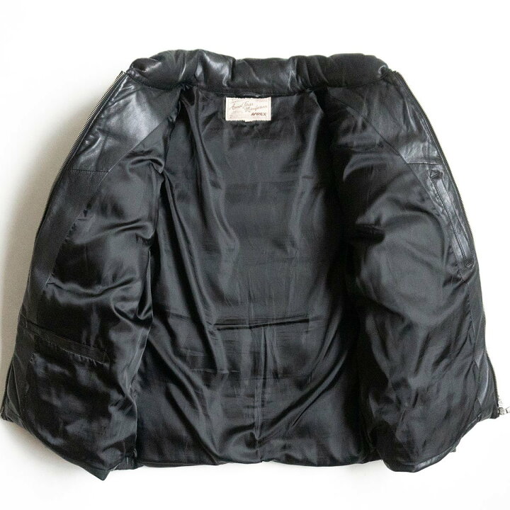 楽天市場】【美品】AVIREX【レザー ダウンジャケット】L ブラック 