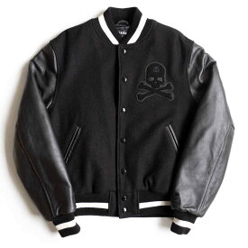 【希少】STUSSY【GB Sport mastermind Skull Varsity Jacket】M スタジャン ステューシー ウール レザー 古着