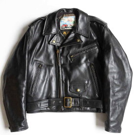 【雰囲気抜群/90s】AERO LEATHER【Motorcycle Jacket/ホースハイド ダブルライダースジャケット】40 ブラック エアロレザー