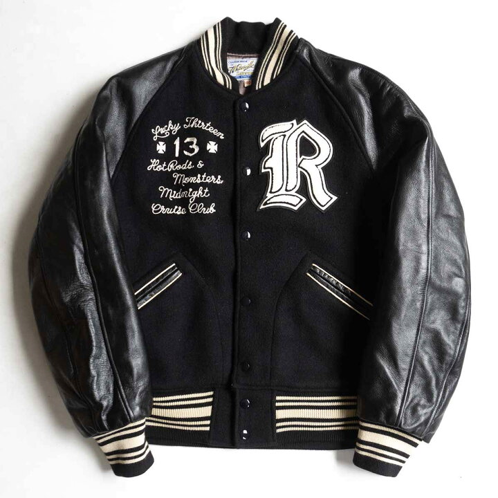 楽天市場】【極美品】WHITESVILLE【レザースリーブ スタジャン】40 