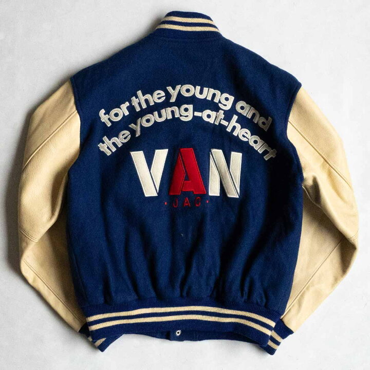 楽天市場】【美品】VAN JAC【袖レザー スタジャン】M ヴァン ワッペン  