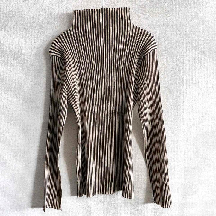 楽天市場】【美品】ISSEY MIYAKE【ストライプ ハイネック プリーツ 