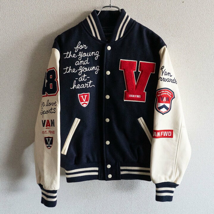 楽天市場】【タグ付き未使用品】VAN JAC【袖レザー スタジャン】S  