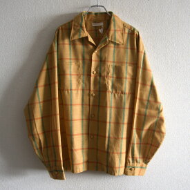【60s/ヴィンテージ】KORATRON【オープンカラー ボックスシルエット チェックシャツ】L 古着 25090837