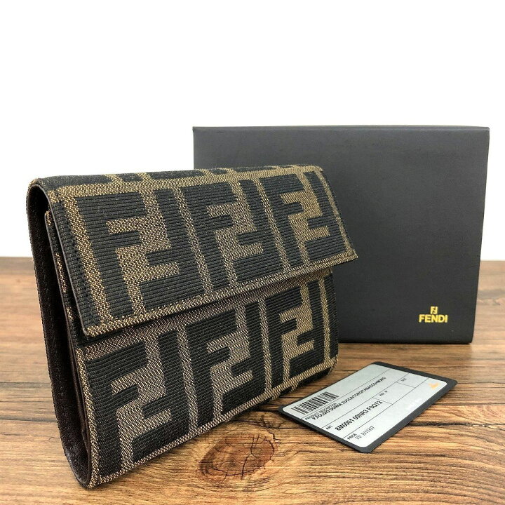 楽天市場】【中古】 送料込み！ 未使用品 FENDI 三つ折り財布 ズッカ柄  
