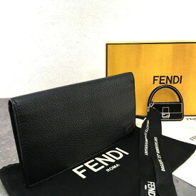 【中古】 送料込み！ 極美品 FENDI 長財布 7M0264 バケット ブラック レザー 箱付き シンプル 451
