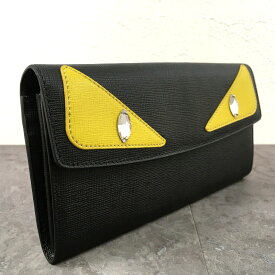 【中古】 送料込み！ 極美品 FENDI 長財布 8M0340 モンスター ブラック レザー メンズ レディース 425