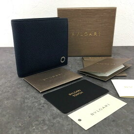 【中古】 送料込み！ 極美品 BVLGARI 二つ折り財布 ブルガリブルガリ レザー 箱付き ☆プレゼントにも☆ 118