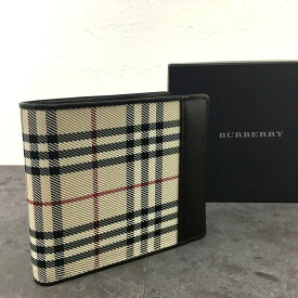 【中古】 送料込み！ 美品 BURBERRY 二つ折り財布 バーバリーチェック メンズ ベージュ 63