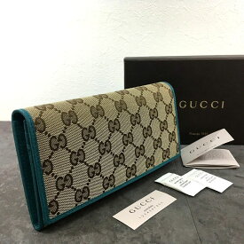 送料込み！ 未使用品 GUCCI 長財布 346058 ベージュ グリーン 箱付き 209