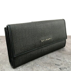 送料込み！ 美品 BVLGARI 長財布 グレー レザー ウィークエンド 113