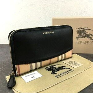 BURBERRY ブラックハートのノバチェックデザイン長財布 バーバリー 