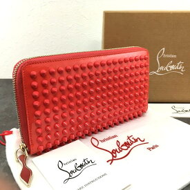 送料込み！ 美品 Christian Louboutin ジップウォレット ピンク エナメル 103