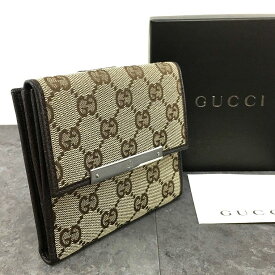 送料込み！ 極美品 GUCCI Wホック財布 112664 ベージュ 箱付き 83