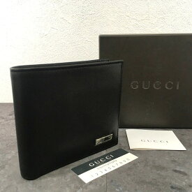 【中古】送料込み！ 美品 GUCCI 二つ折り財布 29076 ブラック ラムレザー 66