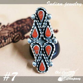 インディアンジュエリー リング #7 シルバー コーラル Indian jewelry - Ring - Coral メンズ レディース ギフト プレゼント おすすめ
