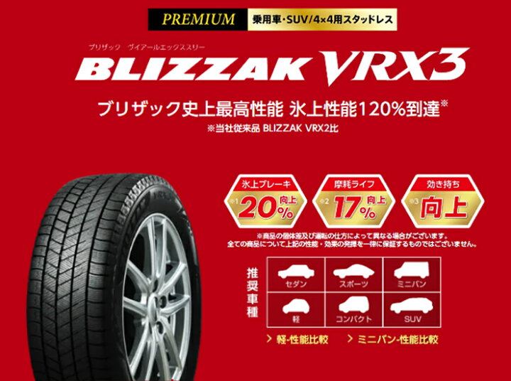 楽天市場】225/60R18 ブリヂストン ブリザック VRX3 スタッドレス 