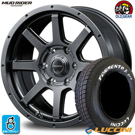 【2023年製】195/80R15 107/105ルッチーニ トルメンタエックス・プロ LUCCINI TORMENTA-Xホワイトレター新品 スタッドレスタイヤ ホイール4本セットROADMAX MUD RIDER15インチ 6.0J 6H139.7メタリックグレー組込み済 バランス調整済 taiya