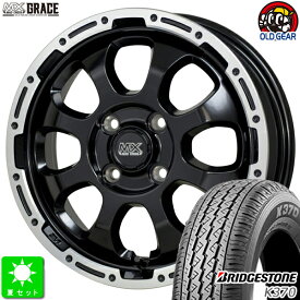 145/80R12 80/78(145R12 6PR)ブリヂストン BRIDGESTONE K370新品 サマータイヤ ホイール4本セットマッドクロス グレイス GRACE12インチ 4.0J 4H100セミグロスブラックリムポリッシュ組込み済 バランス調整済 taiya