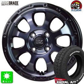 175/65R15マッドスター MUDSTAR RADIAL A/T ホワイトレター新品 サマータイヤ ホイール4本セットマッドクロス グレイス MAD CROSS GRACE15インチ 4.5J 4H100ブラッククリアリムブラック組込み済 バランス調整済 taiya