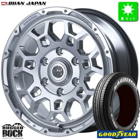 215/65R16C 109/107グッドイヤー ナスカーホワイトレター新品 サマータイヤ ホイール4本セット舞杏 ラギッドロック BUAN RUGGED ROCK 16インチ 6.5J 6H139.7HG組込み済 バランス調整済 taiya