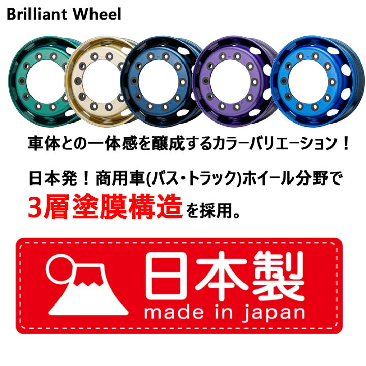 楽天市場】【ホイール単品】22.5x7.50 10H トピー TOPY ブリリアント 